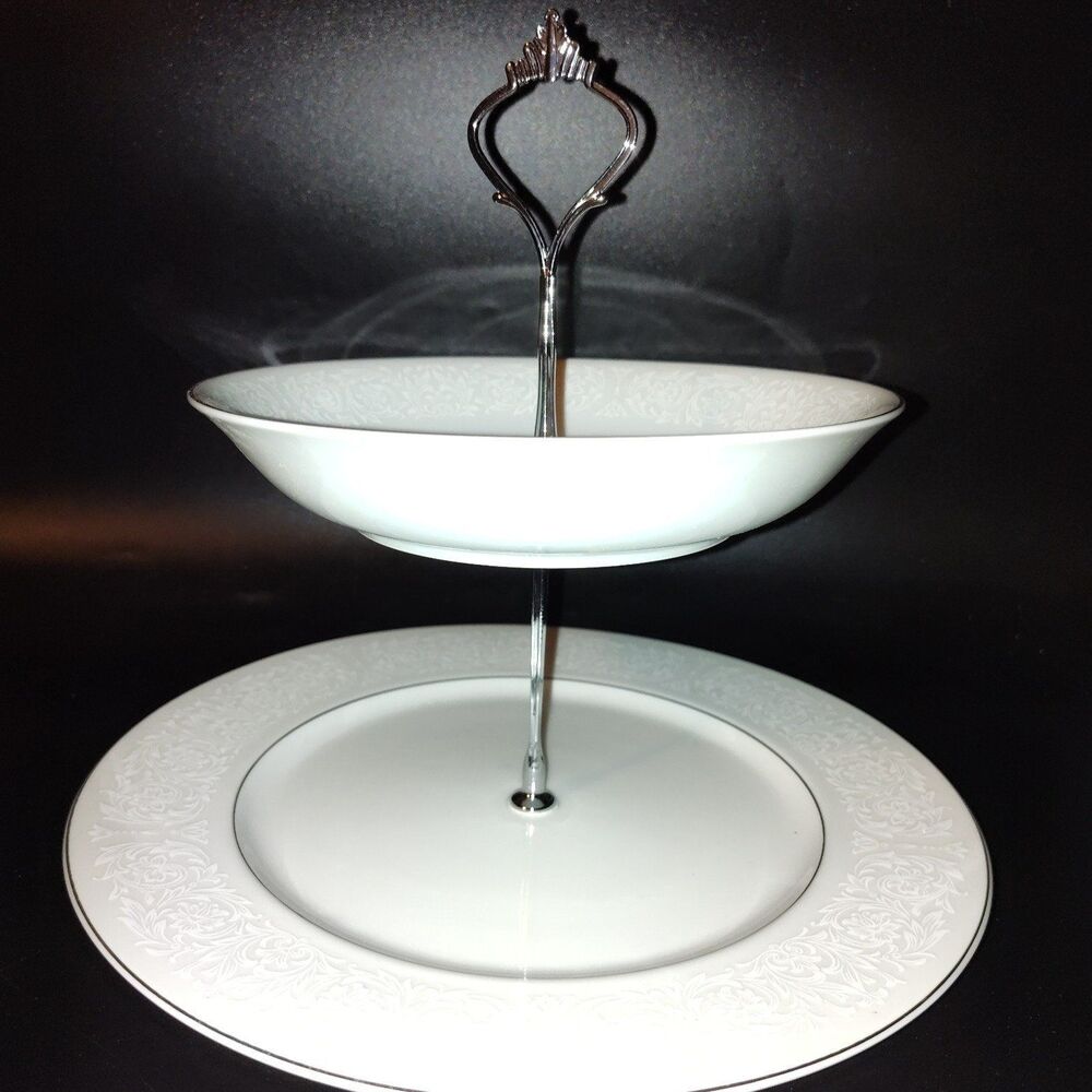 Custom Made 2-Tier Plates Cupcake, Sandwich Stand Tray Vintage Porcelain Carlton